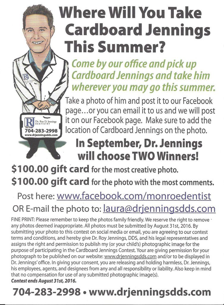 #CardboardJennings contest: Family dentist in Monroe